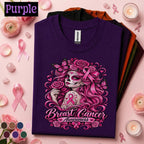 Breast Cancer Awareness Shirt, Pink Ribbon Sugar Skull Tee, Floral Butterfly Survivor Shirt, October Cancer Fighter Gift for Women Her