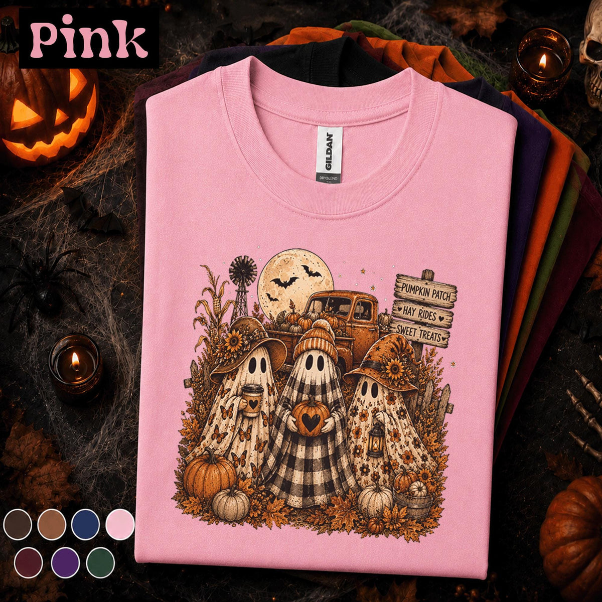 Cozy Ghost Pumpkin Patch Halloween Shirt, Cute Fall Ghost Tee, Vintage Farmhouse Spooky Season Shirt, Autumn Pumpkin Lover Gift Tee