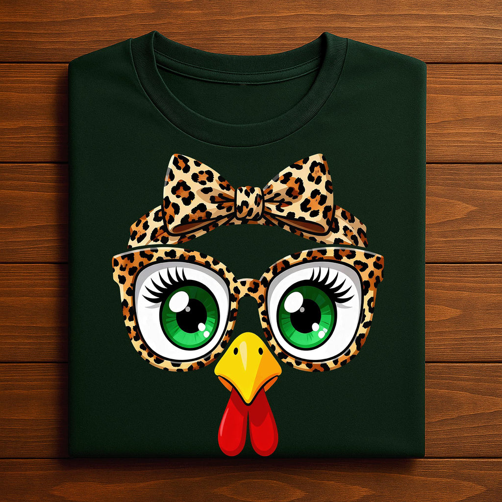 Leopard Turkey Face Shirt Girl Thanksgiving Tee Women Bow Fall Outfit for Autumn Family, Gift Thanksgiving Sweatshirt, Thanksgiving Hoodie