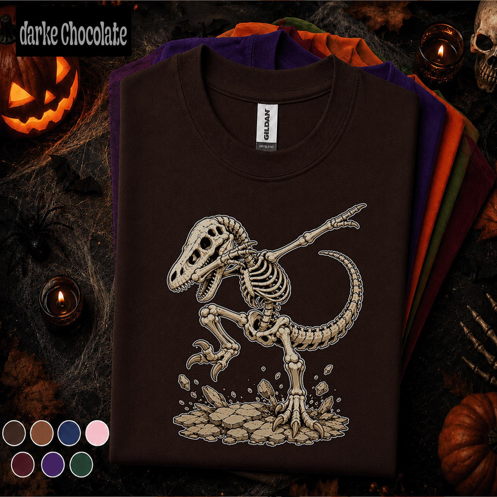 Dinosaur Skeleton Halloween Shirt, Dabbing T Rex Skeleton Tee, Funny Dino Top, Spooky Season Shirt, Paleontology Halloween Gift