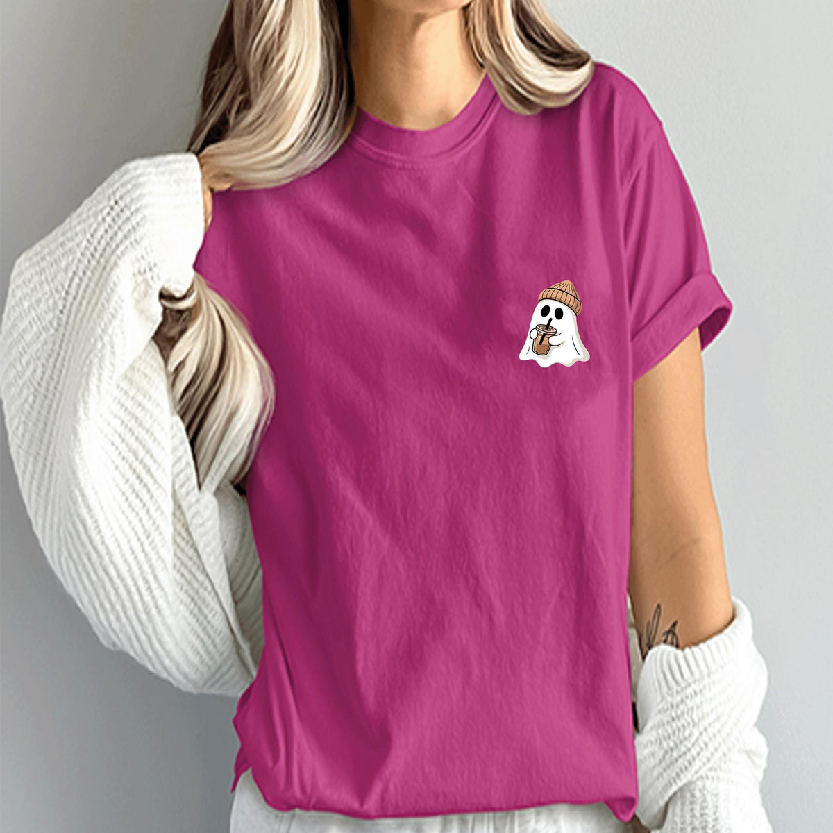 Cute Ghost Boba Shirt, Kawaii Halloween Ghost Tee, Cozy Fall Aesthetic Sweatshirt, Spooky Season Ghost Drink, Iced Coffee Halloween Shirt