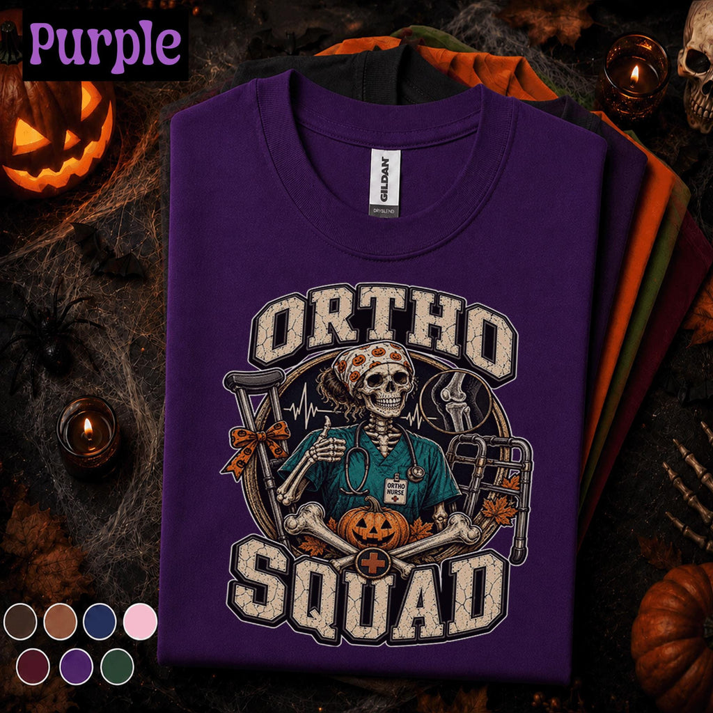 Orthopedic Nurse Halloween Shirt, Ortho Squad Skeleton Tee, Spooky Orthopedic Nurse Gift, Healthcare Worker Halloween T Shirt, Ortho Crew