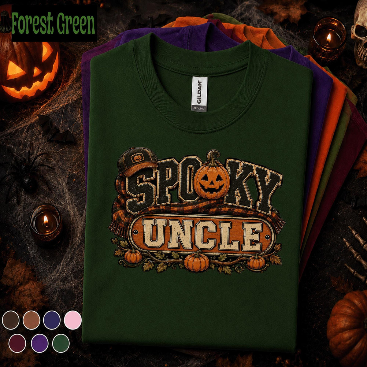 Spooky Uncle Halloween Shirt, Funny Uncle Pumpkin Tee, Fall Family Halloween Gift, Retro Jack O Lantern Shirt, Uncle Halloween Party Tee