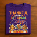 Teach Thankful for My 1st Grade Turkeys Shirt, Autumn Thanksgiving First Grade Teacher Pumpkin,  Gift Teacher Thanksgiving Sweatshirt