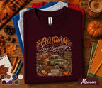 Autumn Is My Love Language Shirt, Vintage Fall Truck Pumpkin Patch Tee, Cozy Harvest T-Shirt, Thanksgiving Autumn Lover Gift, Fall Outfit
