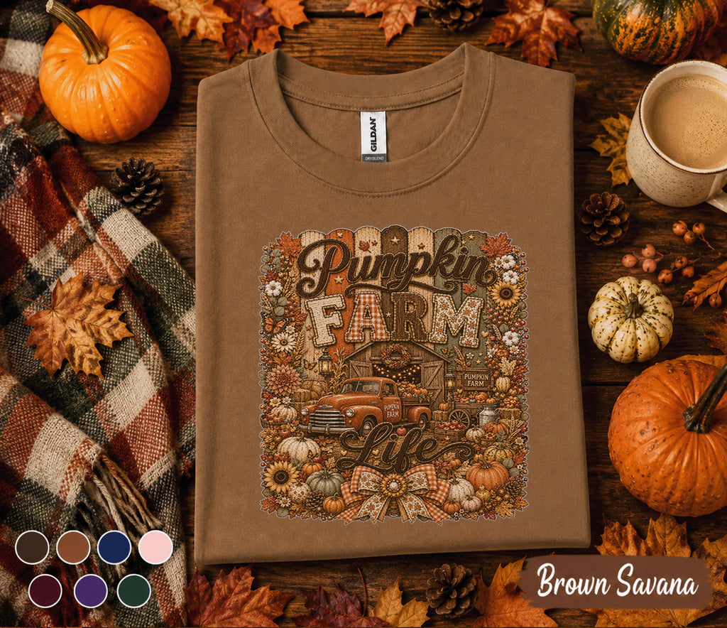 Pumpkin Farm Life Shirt, Cute Fall Pumpkin Patch Tee, Rustic Autumn Harvest Shirt, Thanksgiving Farmhouse Shirt, Cozy Fall Gift for Her