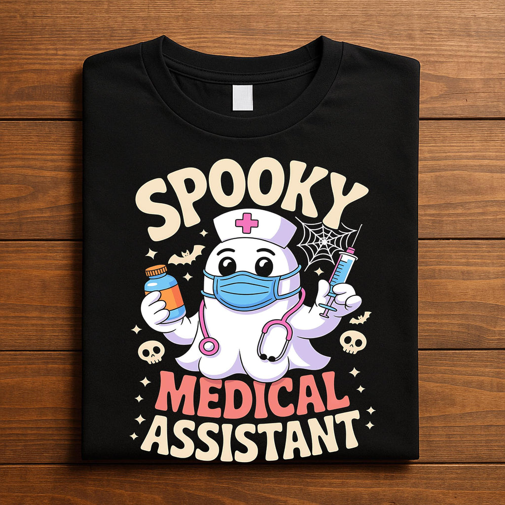 Groovy Spooky Medical Assistant Shirt Funny Ghost Halloween Tee, Nurse Halloween Medical Shirt For Healthcare Workers And Assistants Gift