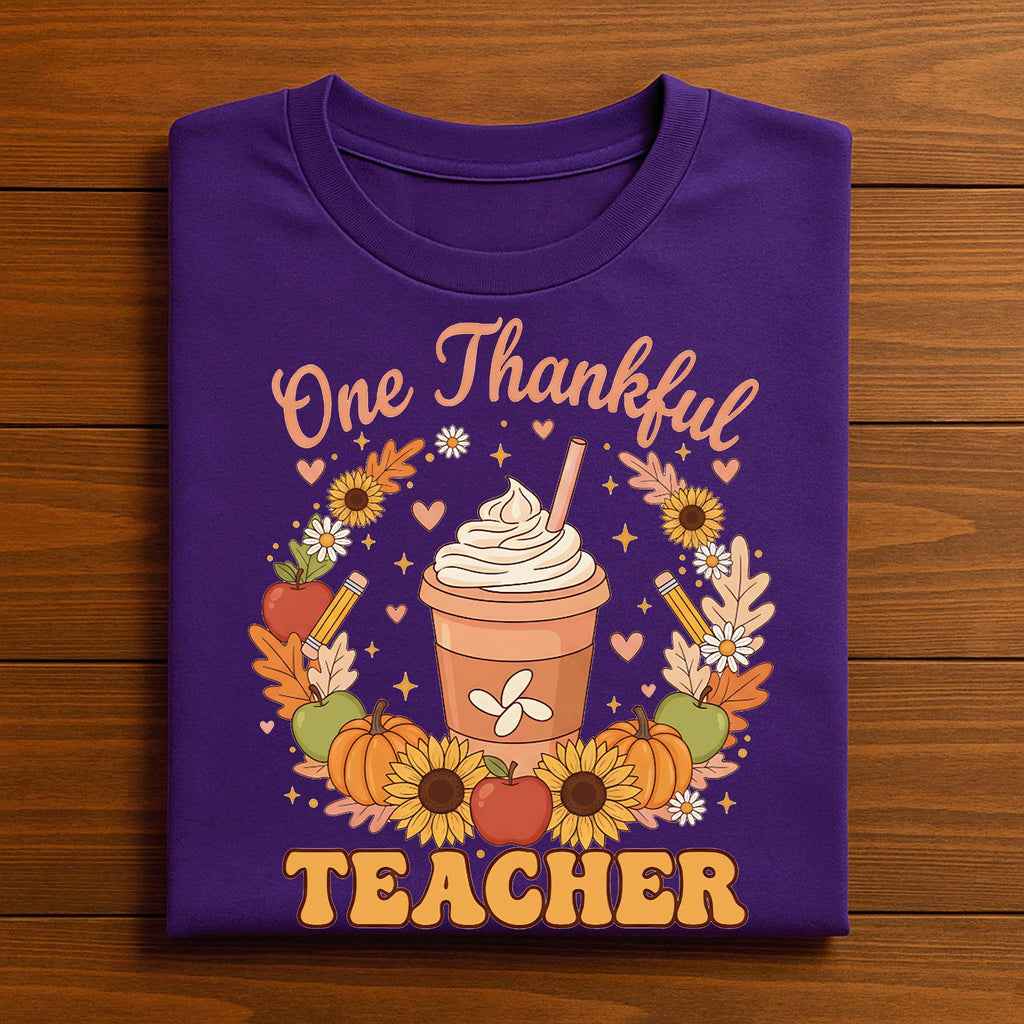 One Thankful Teacher Shirt, Thanksgiving Fall Teacher Pumpkin Shirt, Fall Teacher Autumn Outfit Tee, Gift Teacher Thanksgiving Sweatshirt