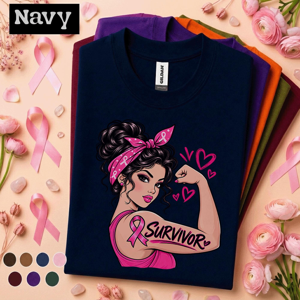 Breast Cancer Survivor Shirt, Strong Woman Pink Ribbon Tee, Breast Cancer Awareness Month Shirt, Warrior Fighter Gift for Women