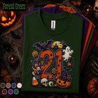 21st Birthday Halloween Shirt, Spooky Number 21 Tee, October Birthday Party Shirt, Ghost Pumpkin Witch Halloween Gift for Women Men