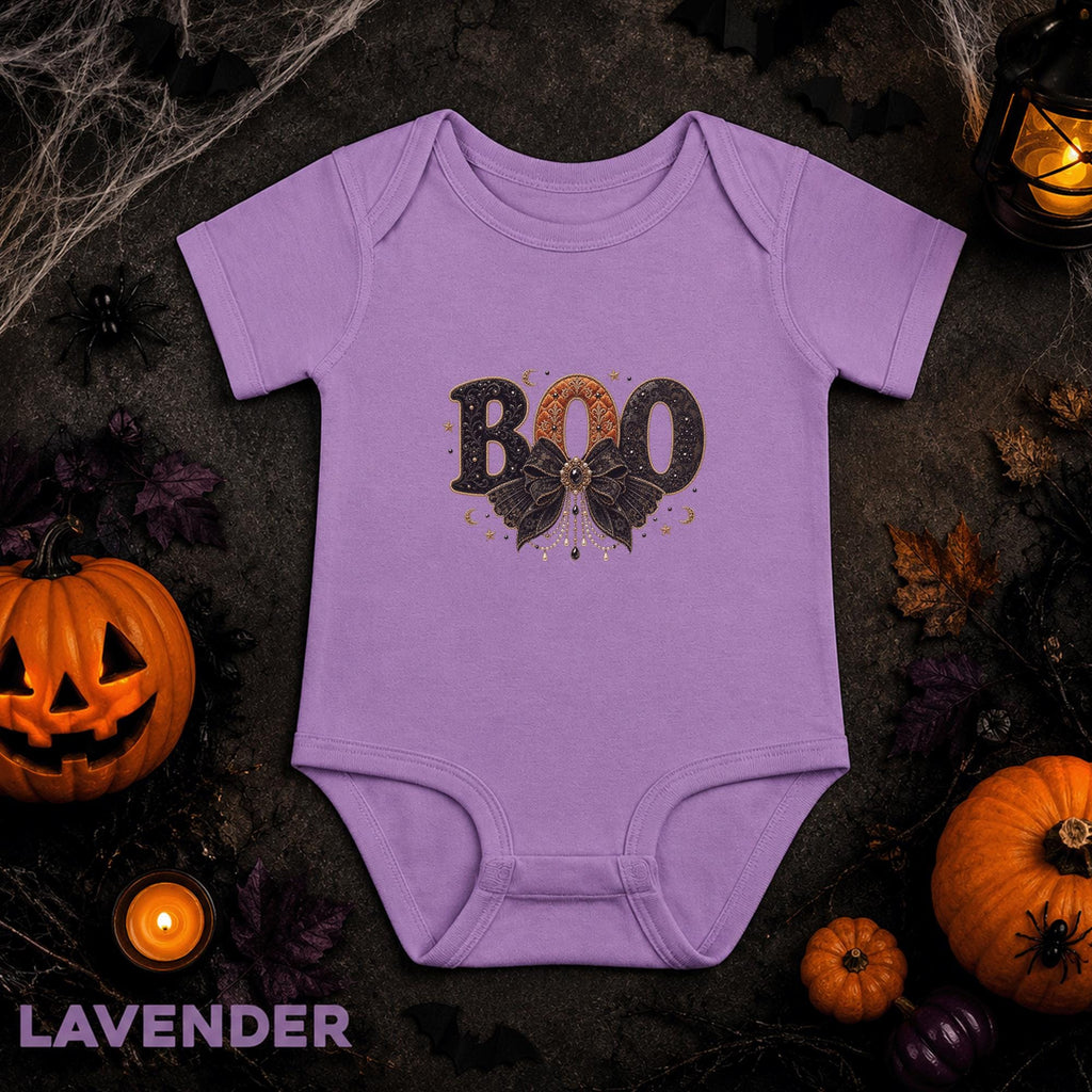Gothic Boo Baby Bodysuit, Halloween Infant Outfit, Black Bow Newborn Shirt, First Halloween Gift, Spooky Cute Baby Costume, Fall Outfit