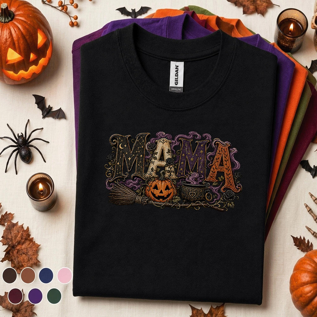 Mama Halloween Shirt, Witchy Mom Tee, Spooky Mama Shirt, Vintage Pumpkin Witch Shirt, Gothic Halloween Mom Gift, Cute Fall Mama Tee
