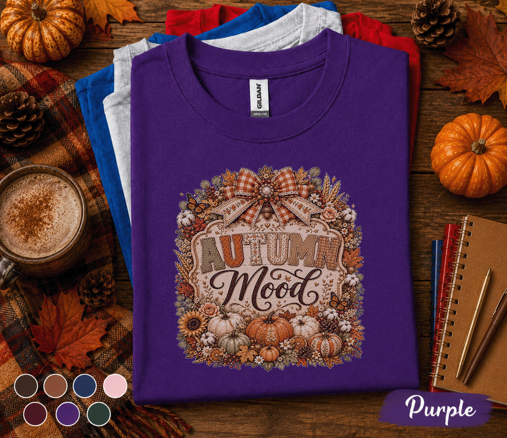 Autumn Mood Shirt Cozy Fall Pumpkin Tee Rustic Thanksgiving Shirt Cute Autumn Aesthetic Sweatshirt Harvest Season Gift for Women