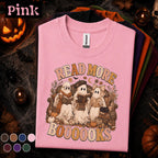 Read More Boooooks Halloween Shirt, Cute Reading Ghost Teacher Tee, Book Lover Spooky Season Shirt, Cozy Fall Librarian Gift Tee