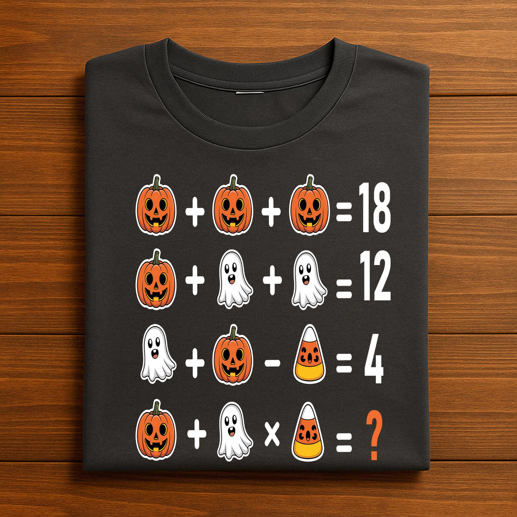 Teacher Halloween Math Puzzle Shirt Pumpkin Ghost Teacher Tee, Funny Spooky Teacher Tee, Educational Halloween Costume For Math And Students