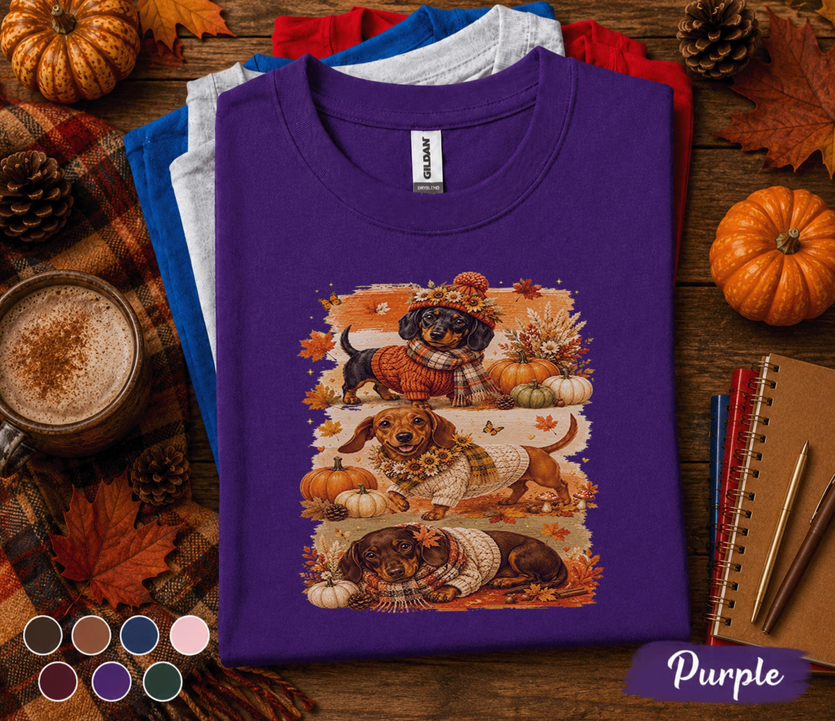 Cute Dachshund Fall Shirt, Autumn Wiener Dog Pumpkin Tee, Cozy Doxie Lover Sweatshirt, Thanksgiving Dog Shirt, Fall Puppy Tee