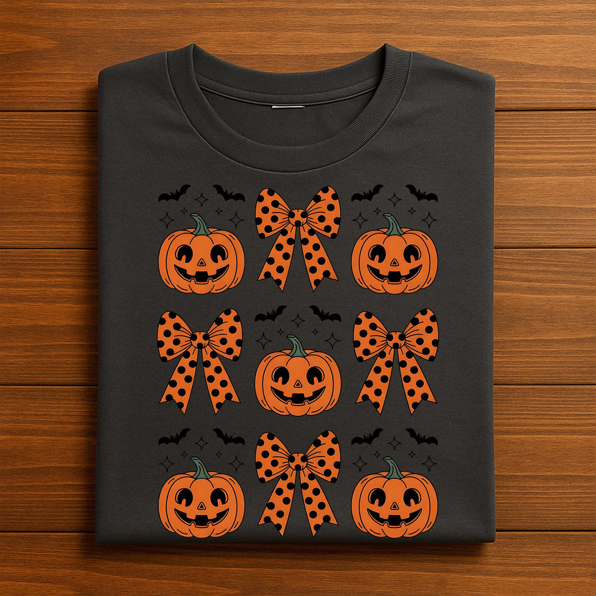 Girl Pumpkin Bow Shirt, Cute Halloween T-Shirt Women, Polka Dot Bow Pumpkin Shirt, Kawaii Fall Halloween Tee, Bow Halloween Sweatshirt ,