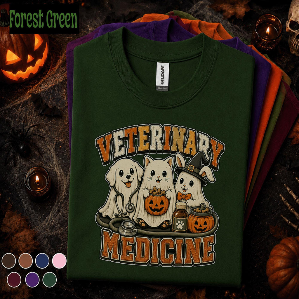 Veterinary Medicine Halloween Shirt, Cute Vet Tech Pumpkin Tee, Spooky Veterinarian Gift, Dog Cat Bunny Vet Shirt, Animal Lover Fall Tee
