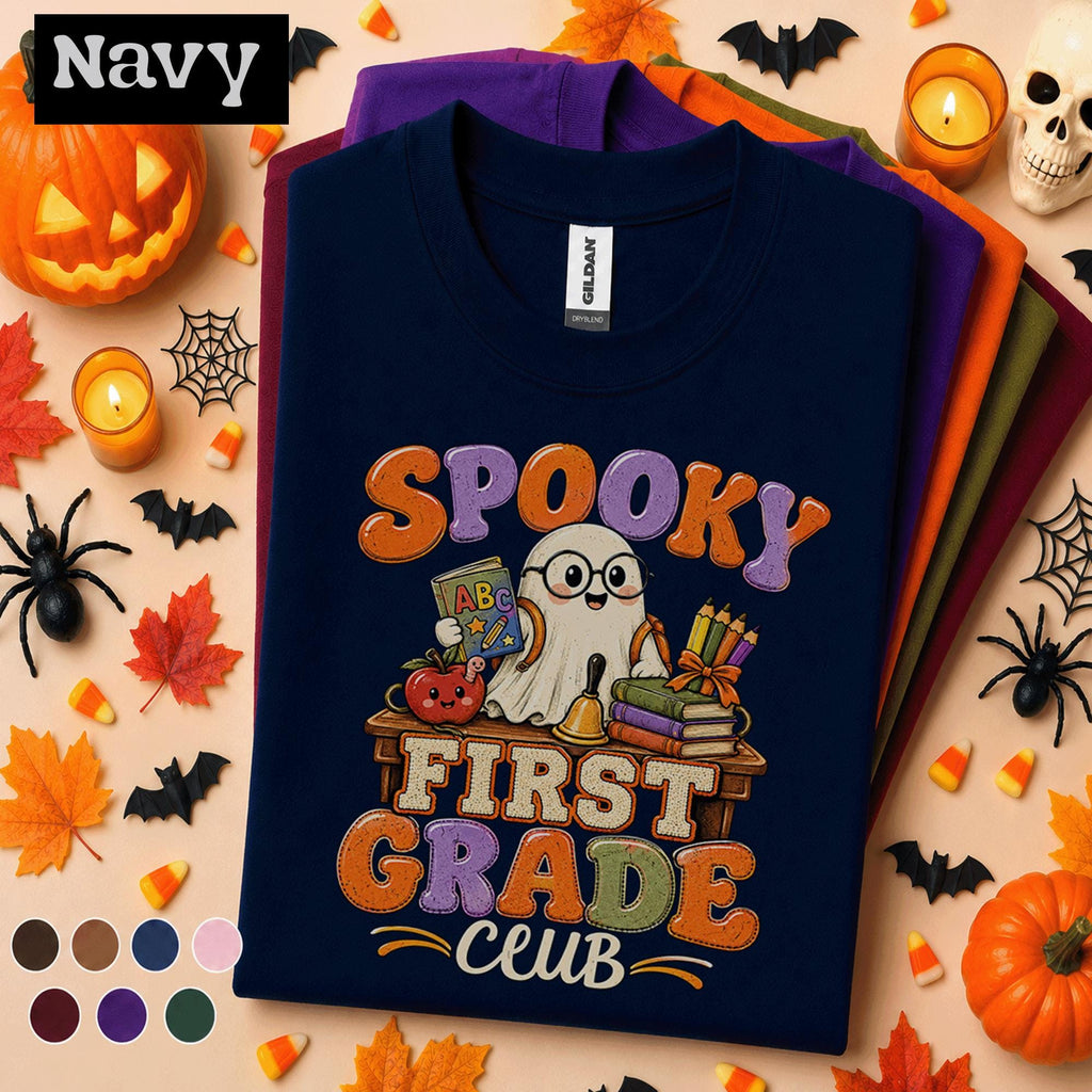Spooky First Grade Club Halloween Shirt, Cute Ghost Teacher Tee, First Grade Teacher Gift, Halloween School Shirt, Fall Classroom Tee