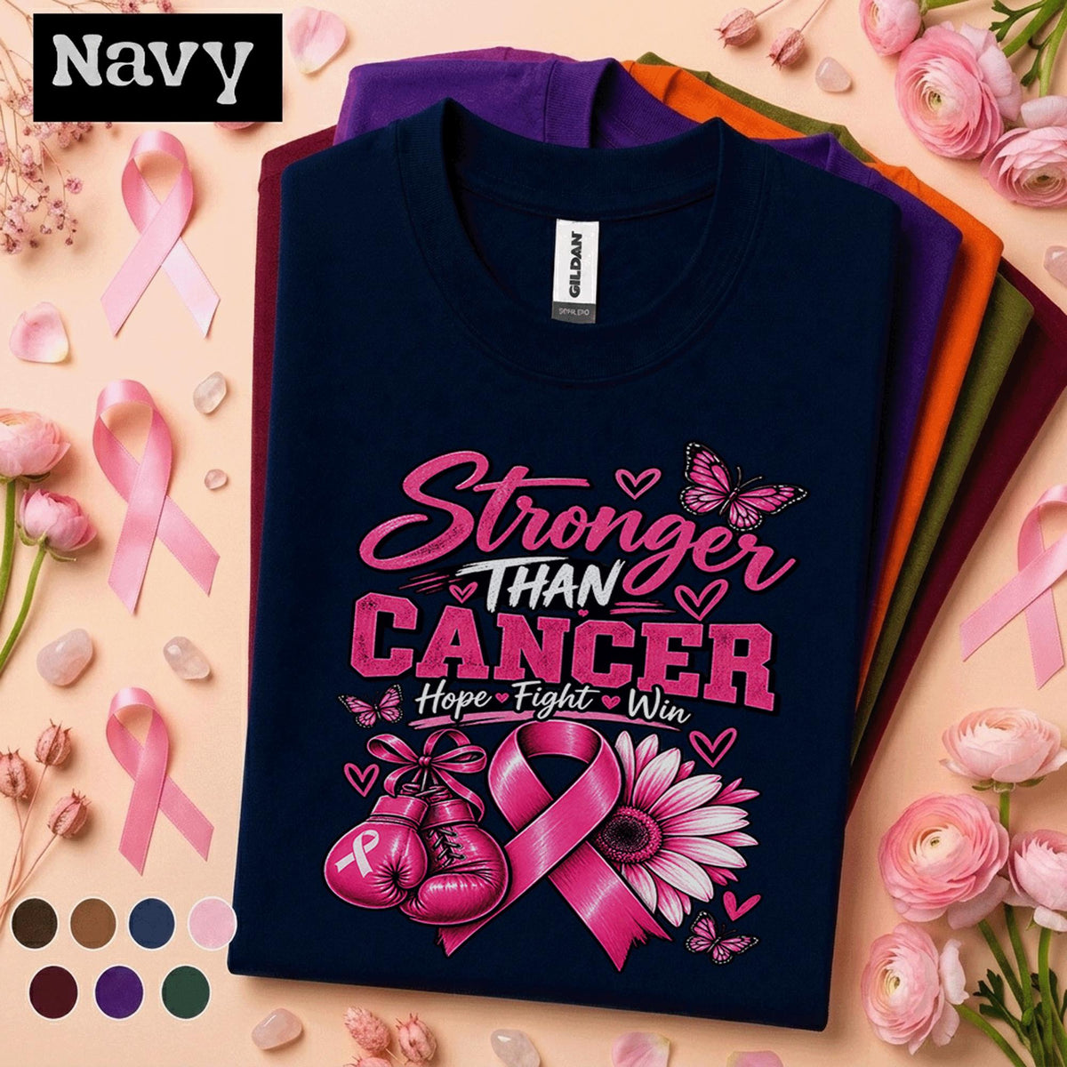 Breast Cancer Awareness Shirt, Stronger Than Cancer Tee, Pink Ribbon Fighter Shirt, Hope Fight Win Gift, October Support Survivor Tee