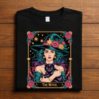 The Witch Halloween Shirt Black Cat Roses, Spooky Haunted Witch Girl Halloween Tee