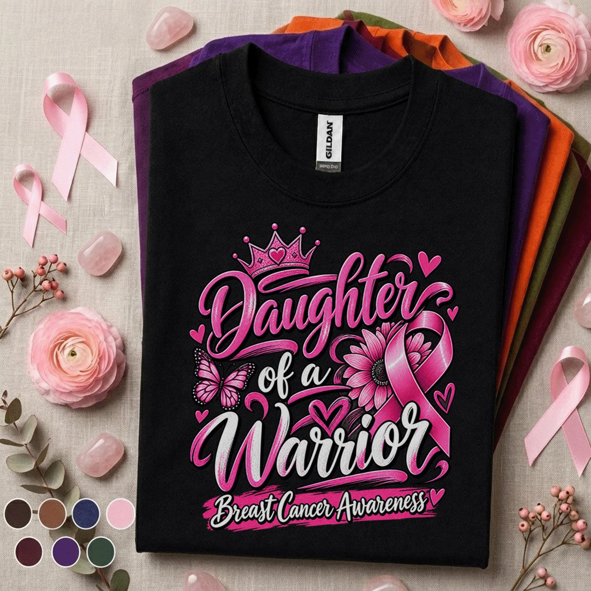 Breast Cancer Awareness Shirt, Daughter of a Warrior Tee, Pink Ribbon Support Shirt, Cancer Fighter Family Gift, Pink October Women Tee