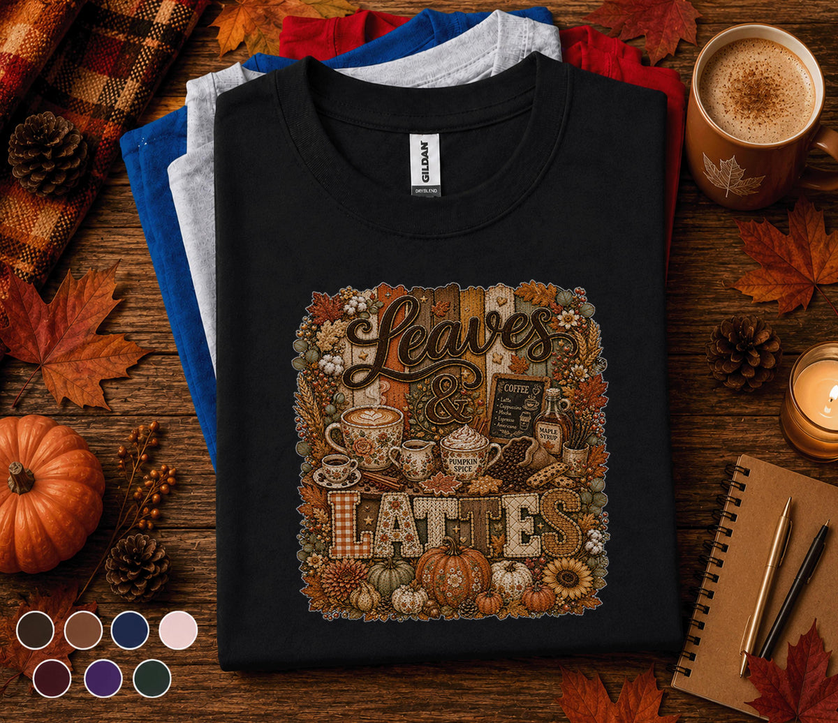 Leaves & Lattes Shirt Cozy Fall Coffee Lover Tee Autumn Pumpkin Spice Shirt Fall Aesthetic Thanksgiving Coffee Bar Gi...