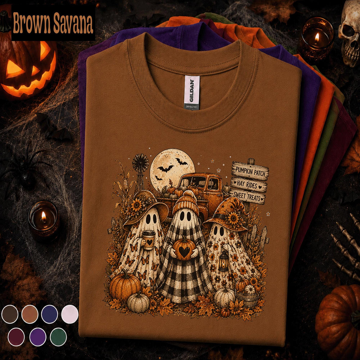 Cozy Ghost Pumpkin Patch Halloween Shirt, Cute Fall Ghost Tee, Vintage Farmhouse Spooky Season Shirt, Autumn Pumpkin Lover Gift Tee