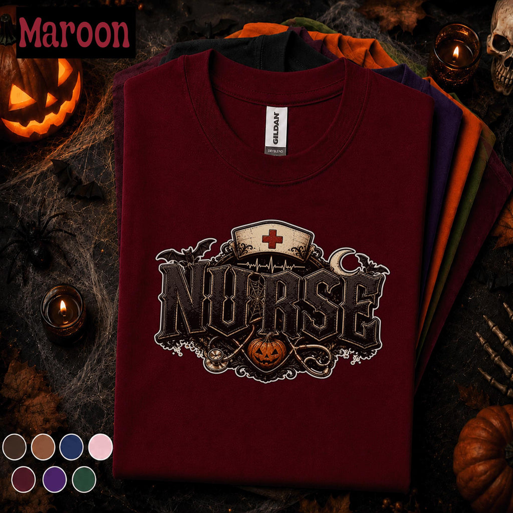 Nurse Halloween Shirt, Gothic Nurse Tee, Spooky Healthcare Worker Gift, Vintage Nursing T Shirt, Halloween Nurse Costume, ER Staff Tee