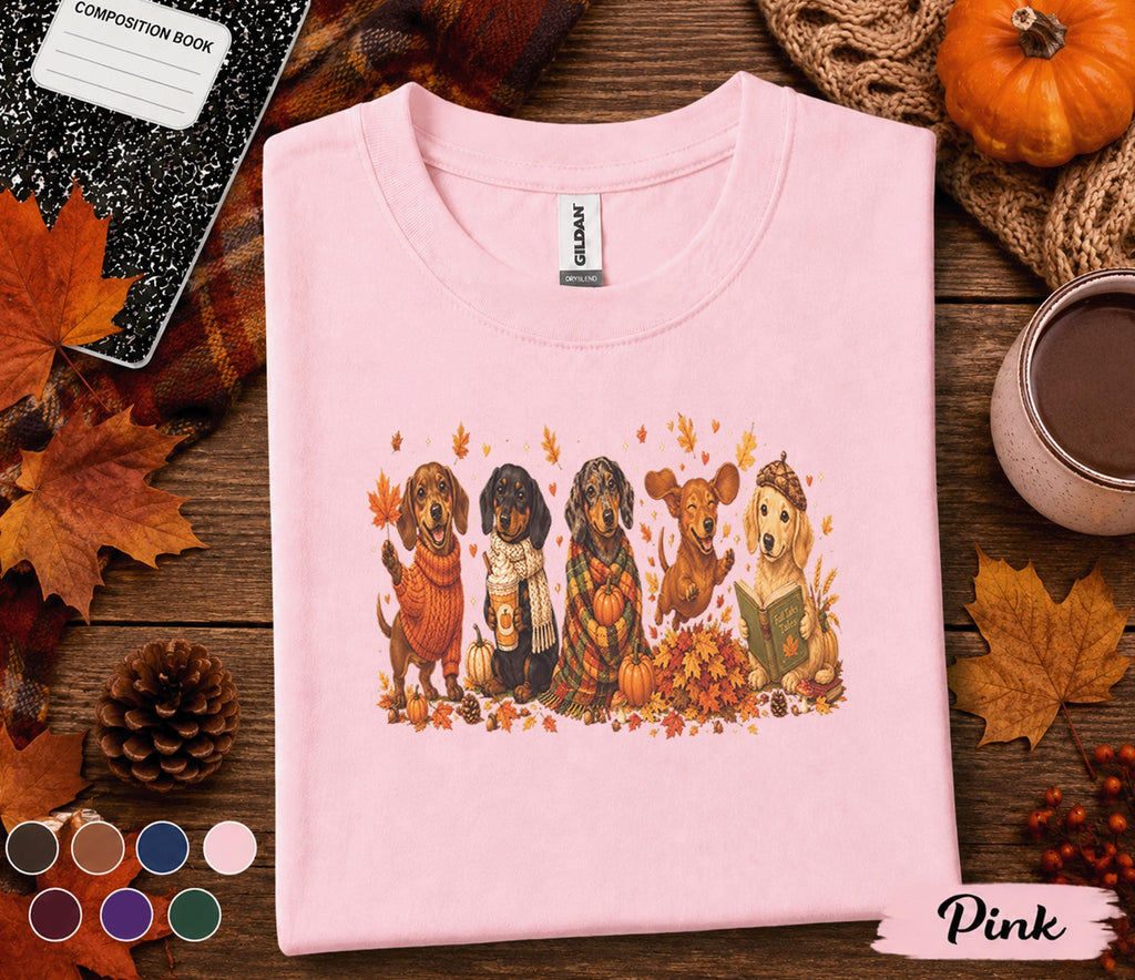 Cute Dachshund Fall Shirt, Autumn Wiener Dog Lover Tee, Cozy Pumpkin Puppy Shirt, Thanksgiving Dog Sweatshirt, Doxie Mom Gift, Fall Dogs