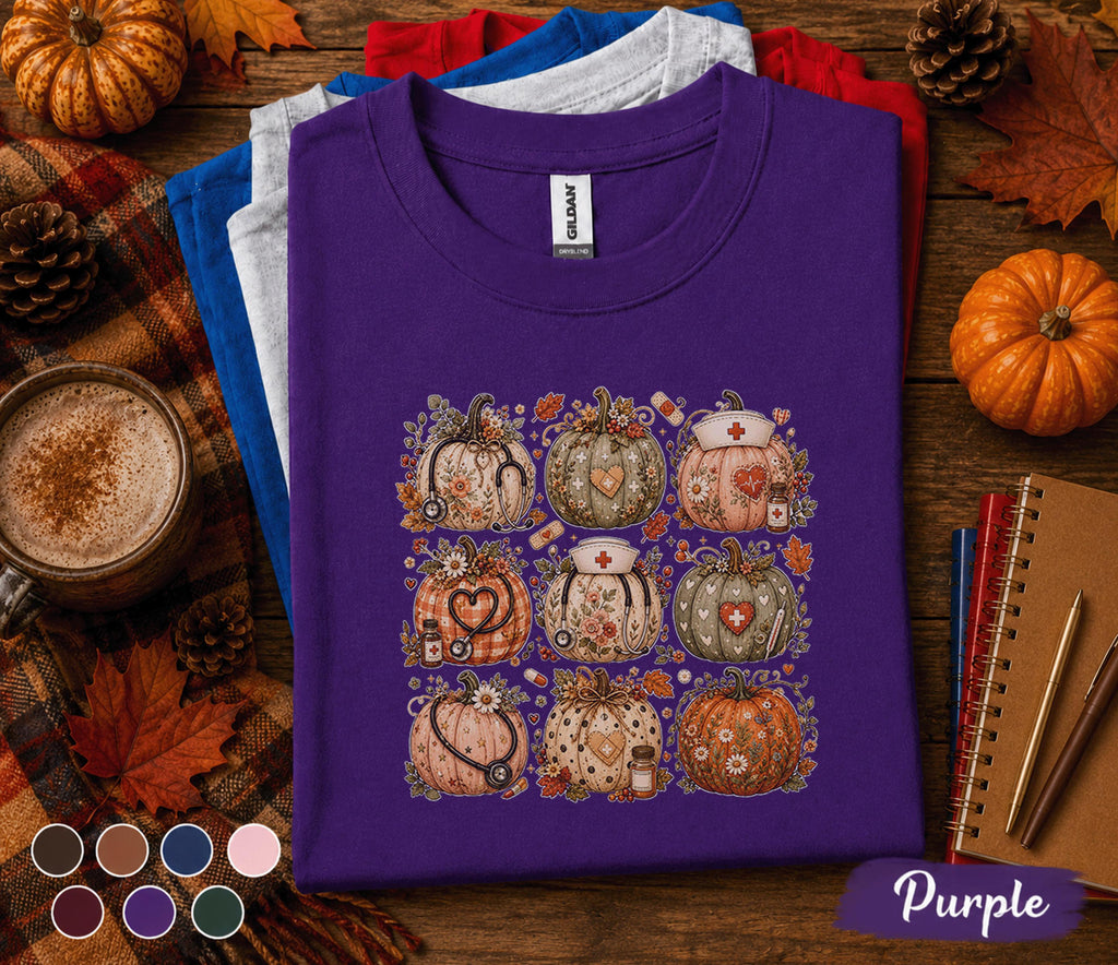 Fall Nurse Pumpkin Shirt, Cute Nurse Pumpkin Tee, Autumn Nurse Shirt, RN Halloween Fall Tee, Medical Pumpkin Sweatshirt, Nurse Gift Idea