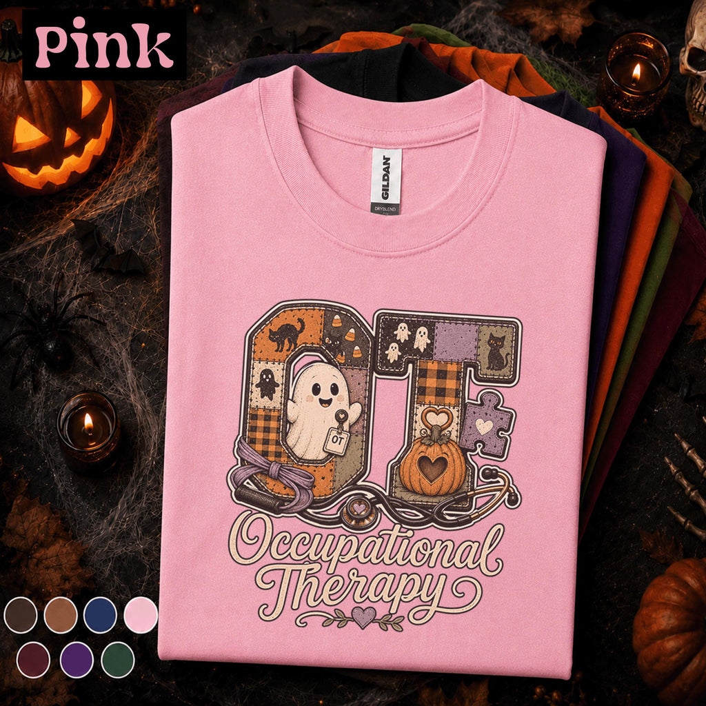 Occupational Therapy Halloween Shirt, Cute Ghost OT Tee, Spooky Pumpkin Therapist Shirt, Occupational Therapist Gift, Halloween OT Crew Tee