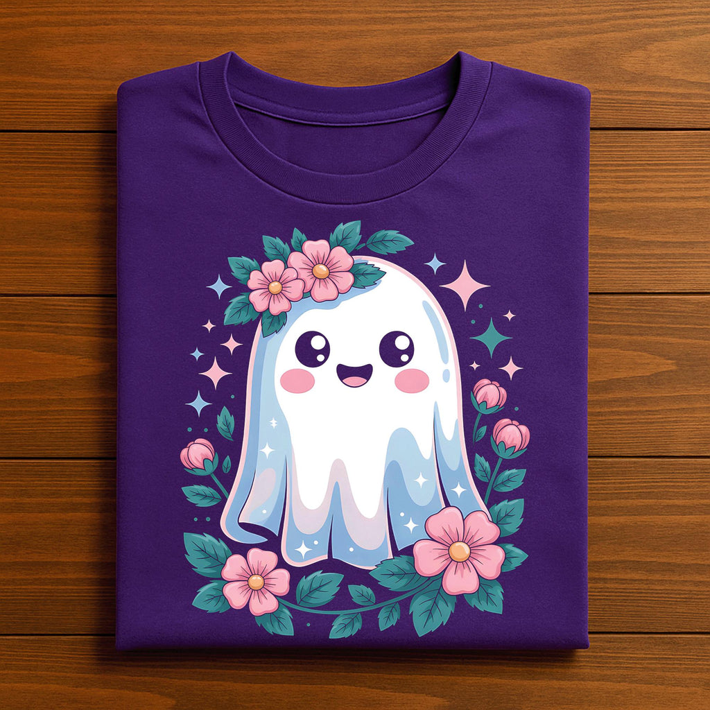 Pastel Cute Ghost Shirt, Floral Kawaii Halloween Spirit Tee