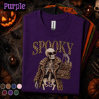 Spooky Skeleton Halloween Shirt, Leopard Print Skeleton Tee, Fashion Halloween, Glam Spooky Season Shirt, Skeleton Lover Gift