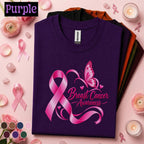 Breast Cancer Awareness Shirt, Pink Ribbon Butterfly Tee, October Pink Out Shirt, Inspirational Cancer Support Awareness Gift for Women
