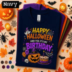 Happy Halloween Its My Birthday Shirt, Spooky Birthday Pumpkin Tee, Witch Ghost Halloween Party Shirt, October Birthday Girl Gift Tee