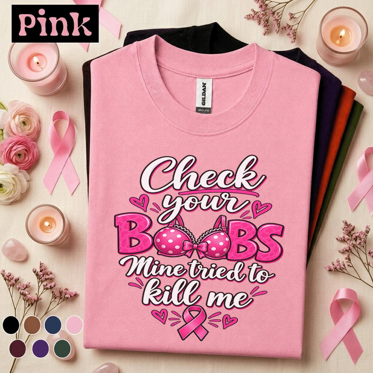Breast Cancer Awareness Shirt, Check Your Boobs Survivor Tee, Funny Pink Ribbon Cancer Fighter Shirt, Breast Cancer Survivor Gift Women