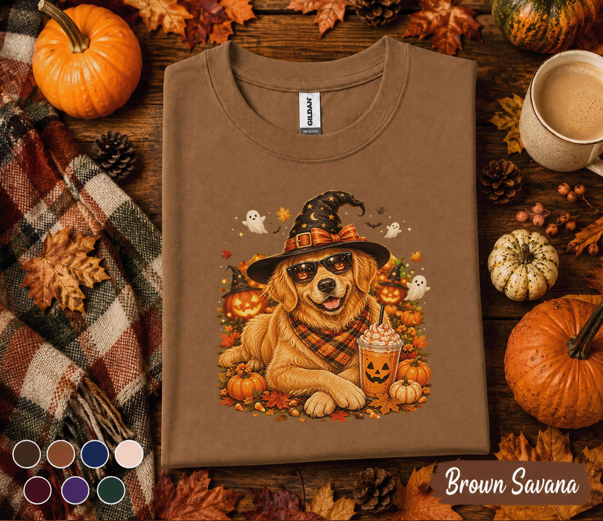 Golden Retriever Halloween Shirt, Cute Fall Dog Pumpkin Spice Tee, Golden Dog Shirt, Autumn Pet Sweatshirt, Spooky Season Gift for Dog Mom