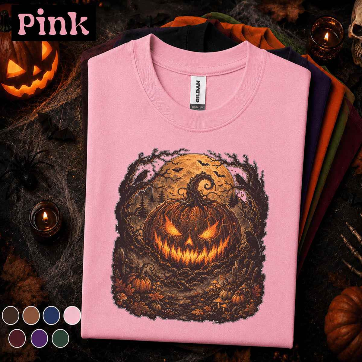 Scary Pumpkin Halloween Shirt, Evil Jack O Lantern Tee, Spooky Full Moon Horror Shirt, Creepy Pumpkin Tee, Halloween Gift for Him