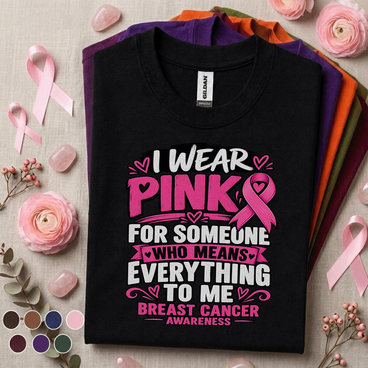 Breast Cancer Awareness Shirt, I Wear Pink for Someone I Love Tee, Pink Ribbon Support Shirt, October Awareness Gift for Family Women