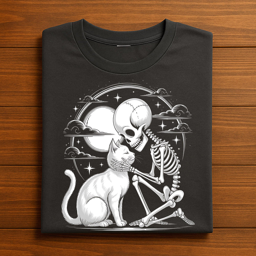 Cute Cat Skeleton halloween gothic Shirt, creepy horror style Tee
