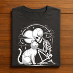 Cute Cat Skeleton halloween gothic Shirt, creepy horror style Tee