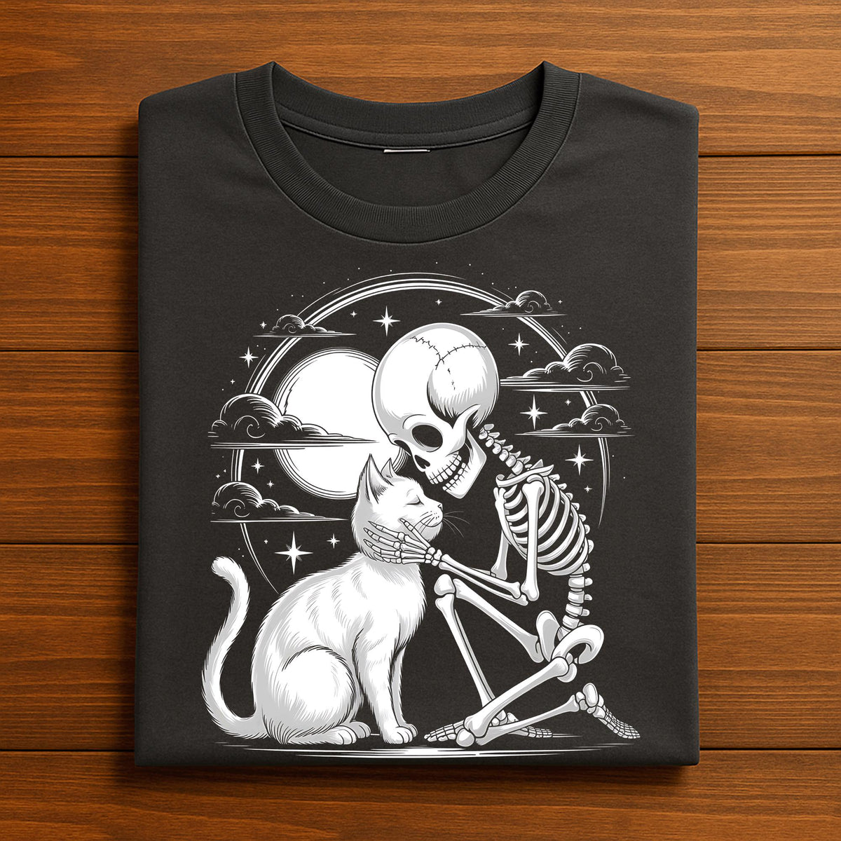 Cute Cat Skeleton halloween gothic Shirt, creepy horror style Tee