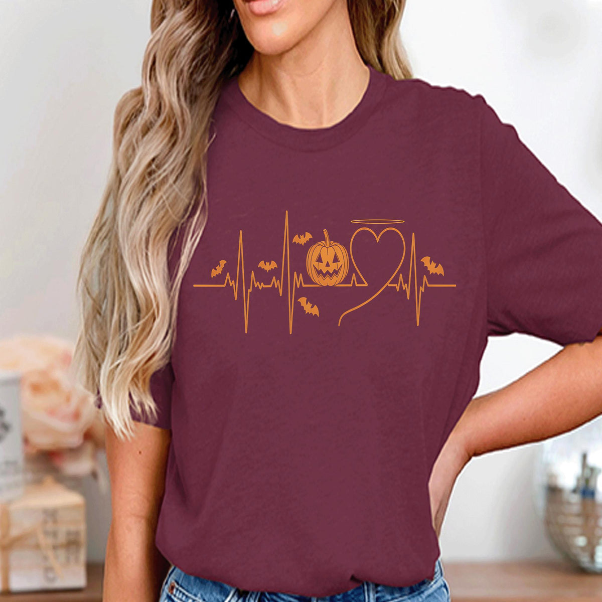 Halloween Heartbeat Shirt, Halloween Nurse Shirt, Nurse Halloween Tee, Spooky Medical Nurses Doctors And Healthcare Workers Halloween Outfit