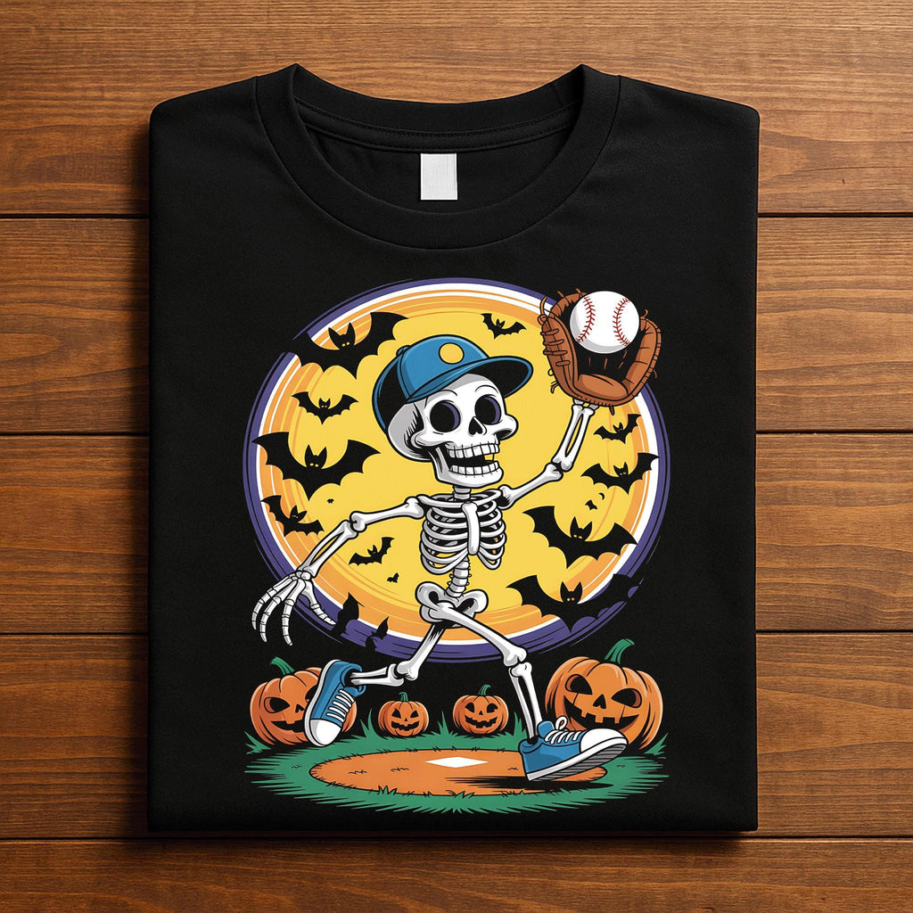 Halloween Skeleton Pitcher Baseball Shirt, Ghost Baseball Sweatshirt