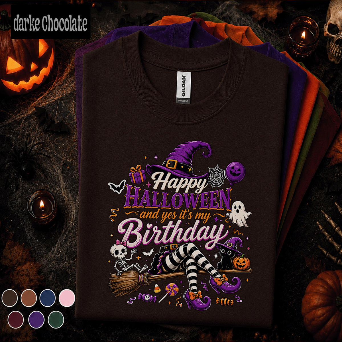 Happy Halloween Its My Birthday Shirt, Halloween Birthday Girl Tee, Witch Ghost Skeleton Pumpkin Shirt, Spooky October Birthday Gift
