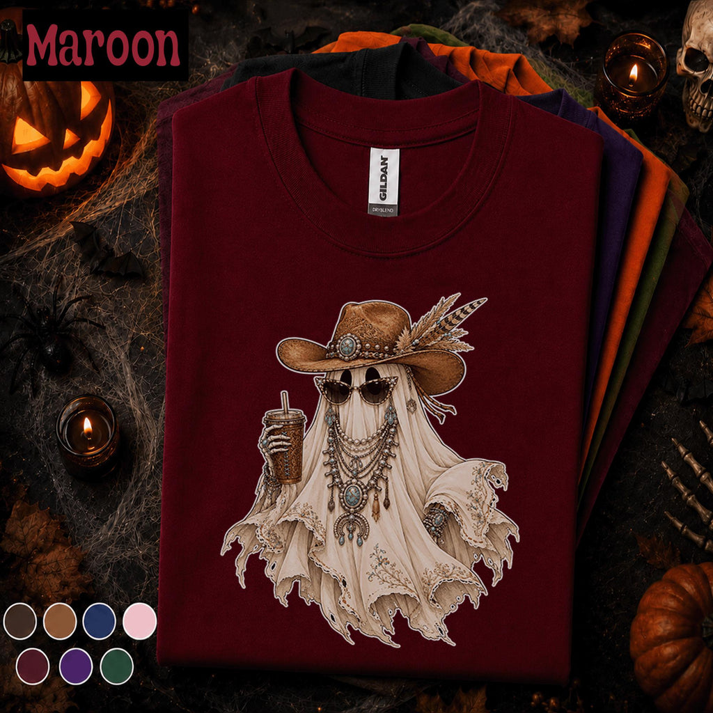 Western Ghost Halloween Shirt, Cowgirl Ghost Tee, Boho Spooky Season Shirt, Cowboy Halloween Tee, Cute Western Fall Outfit Gift