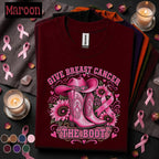 Breast Cancer Awareness Shirt, Give Breast Cancer the Boot Tee, Pink Ribbon Cowgirl Shirt, Western Cancer Fighter Gift for Women Mom