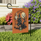 Vintage Halloween Garden Flag | Orange Black Cat Witch Yard Decor | Spooky Pumpkin BOO Banner, Halloween Decoration, Ghost Garden Flag