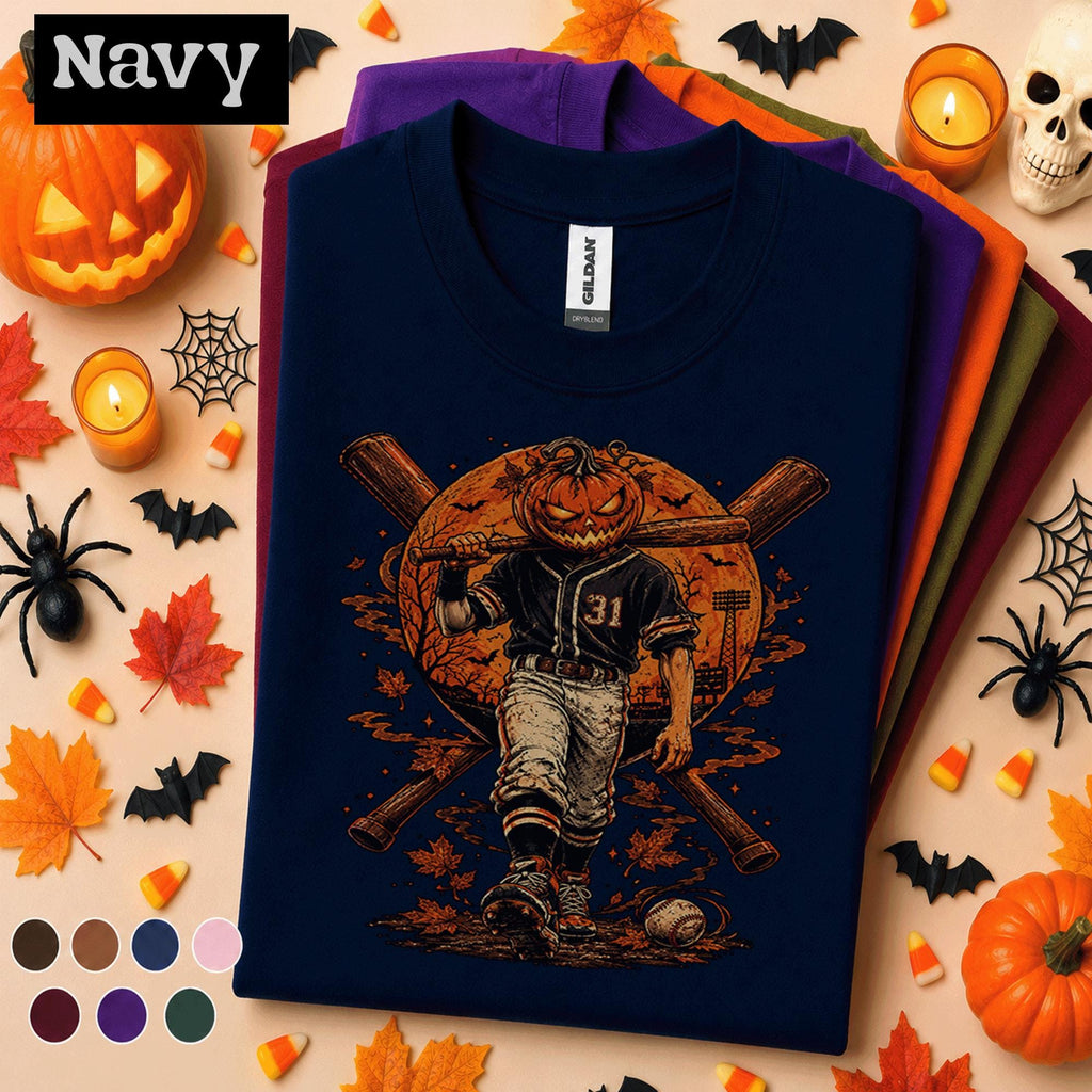 Halloween Baseball Shirt, Pumpkin Head Player Tee, Spooky Baseball Game Day Shirt, Jack O Lantern Sports Gift, Fall Baseball Fan Tee